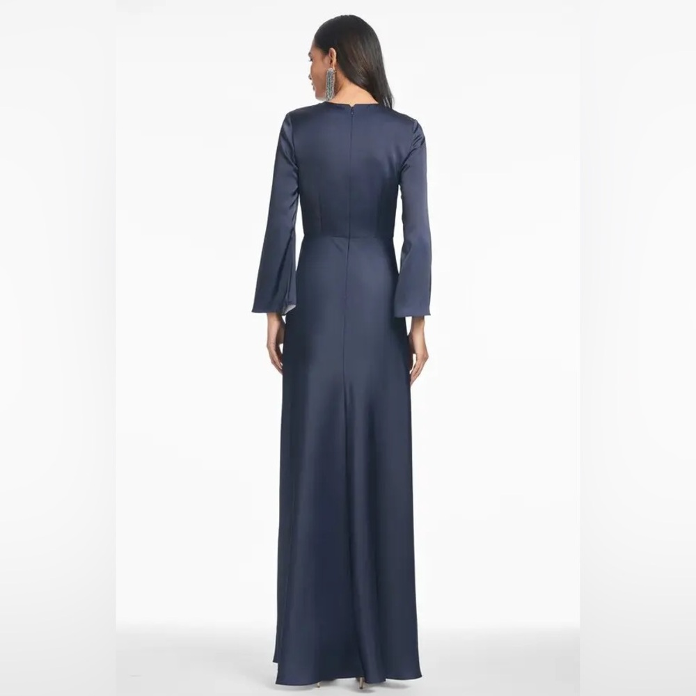 Sachin & Babi Alex Gown in Midnight Corsage Navy Blue Floral Satin Dress Size 14 - Picture 17 of 17